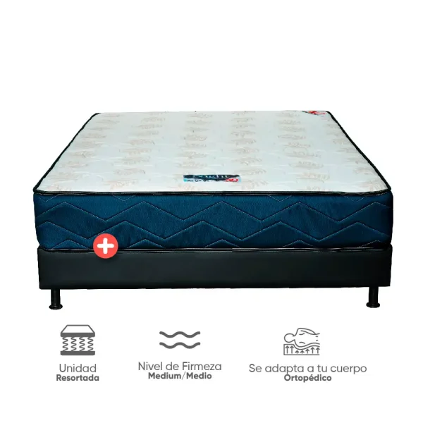 Combo Colchón Night resortado 100 x 190 cm + Somier negro 100 x 190 cm